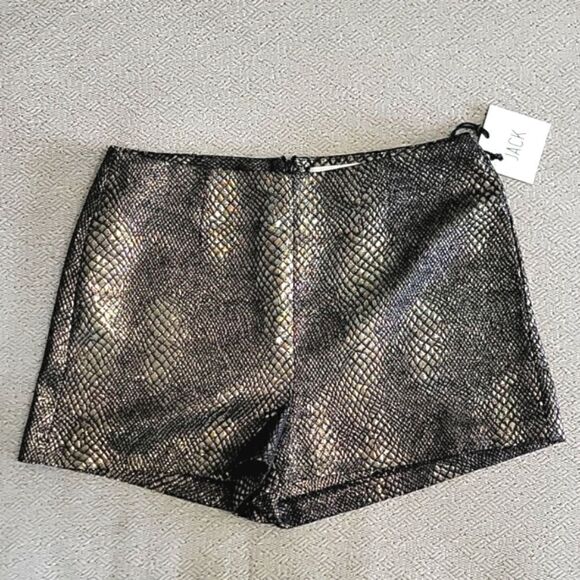 Jack by BB Dakota Metallic Bronze Gold and Black Reptile Animal Print Shorts - 6 - Picture 3 of 13